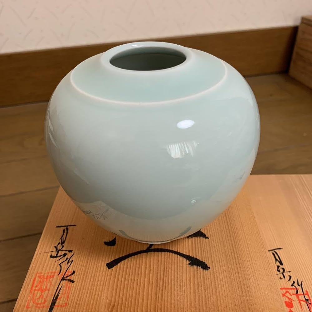 Amazon.co.jp: ⑦ 松本城御用窯六代目陶工 木村万岳作 青白磁 茶碗