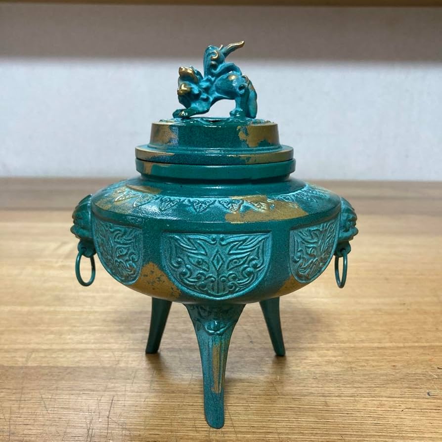 Amazon｜高岡銅器 村田宏 造 香炉 青銅／伝統工芸品 駒型 菖蒲地紋