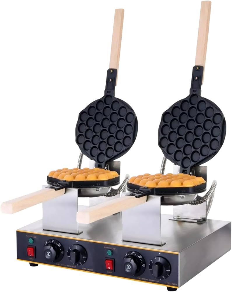 Amazon｜Kurflo 業務用バブルワッフルメーカー 2列 180°回転可能 両面