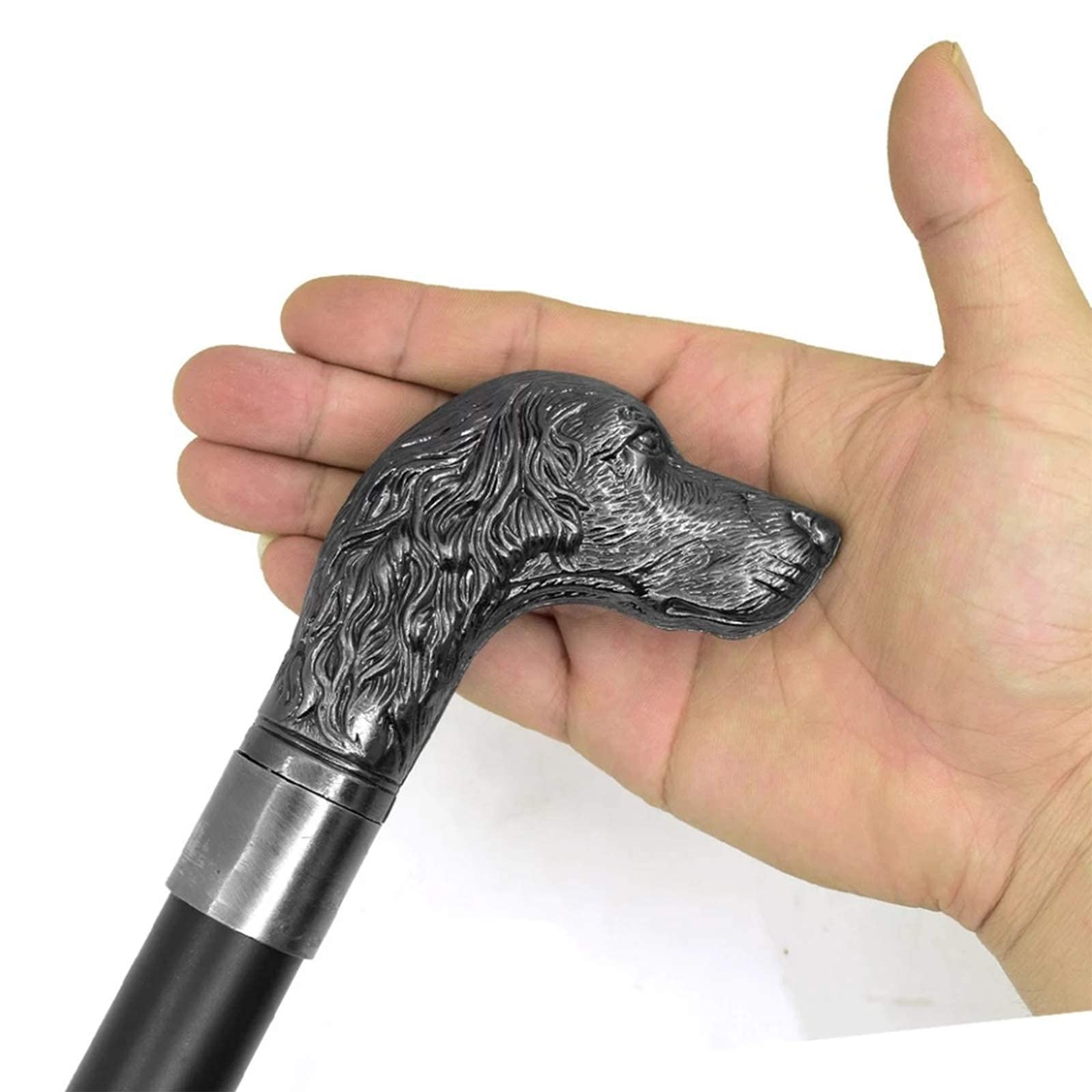 Amazon.co.jp: 紳士の杖、犬の頭のハンドル付き金属製エレガントな