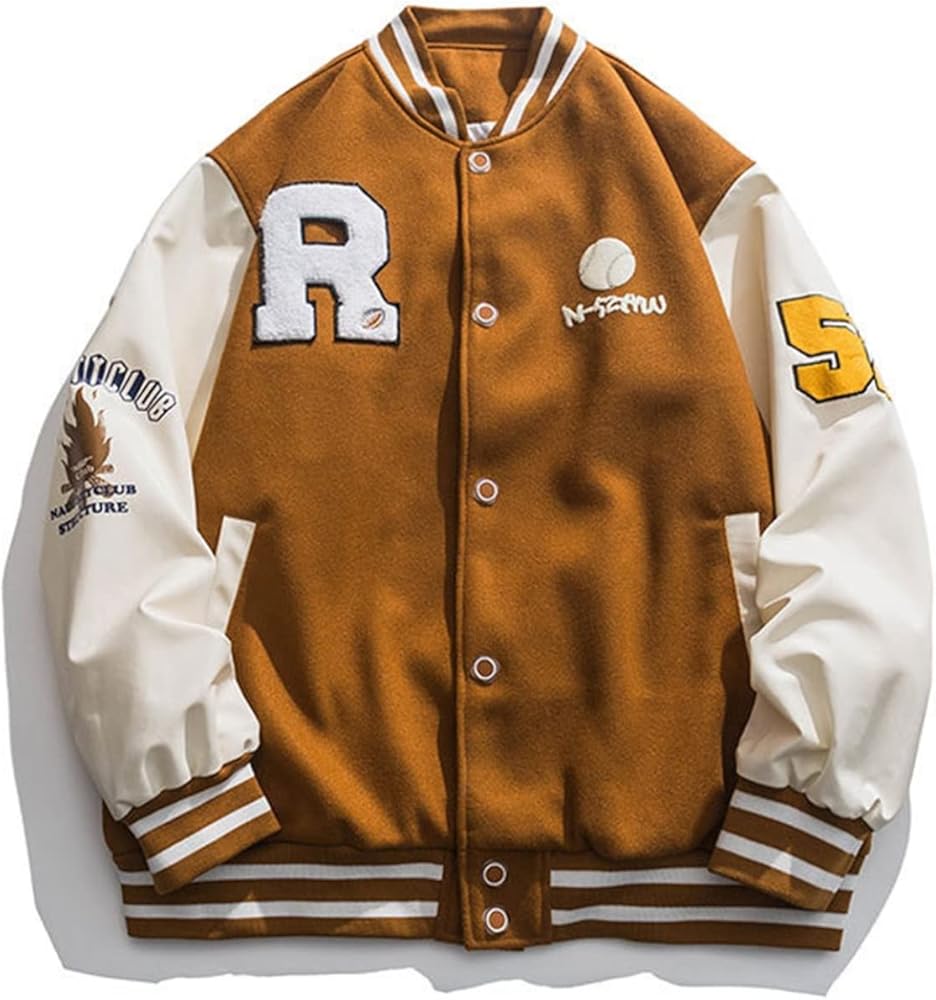 Amazon | スタジャン メンズ 大きいサイズ ブラウン 秋 ジャケット