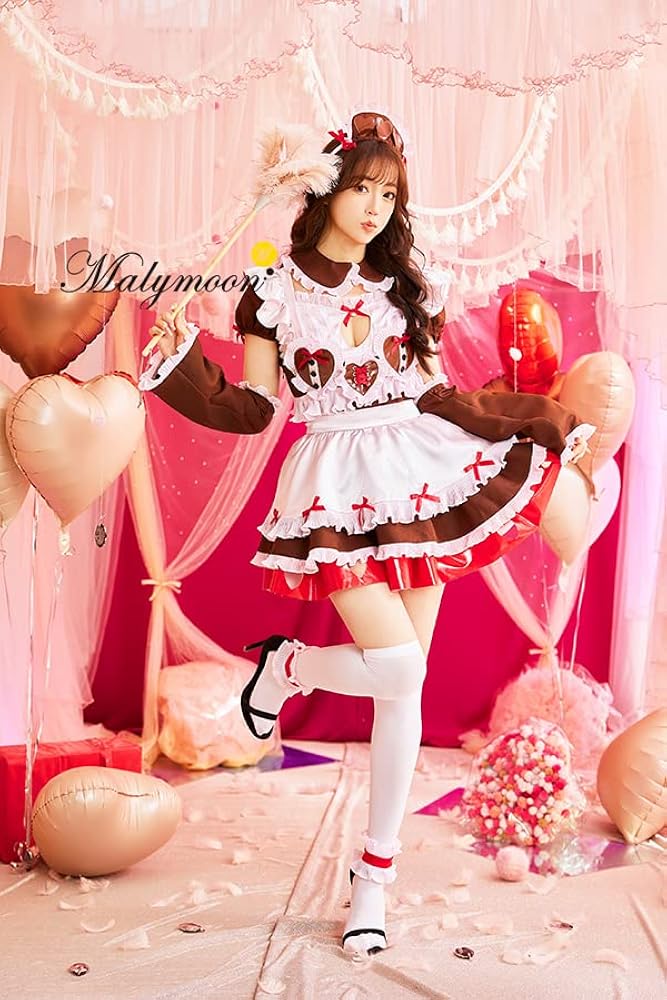 Amazon.co.jp: [Malymoon] メイド メイド服 ブラウン 茶色 ハート