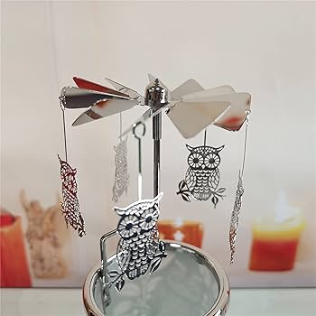Amazon.co.jp: kingnero フクロウ回転キャンドルホルダー ステンレス