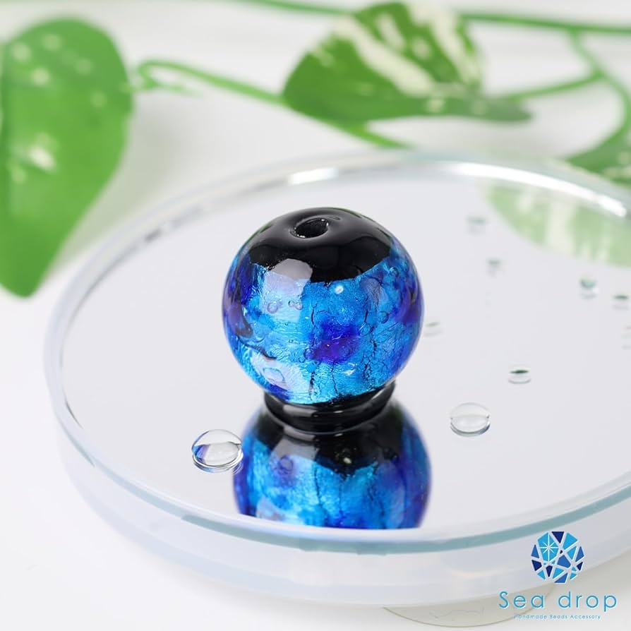 Amazon.co.jp: Sea drop 光る ホタルガラス ブルー 粒売り 22mm玉