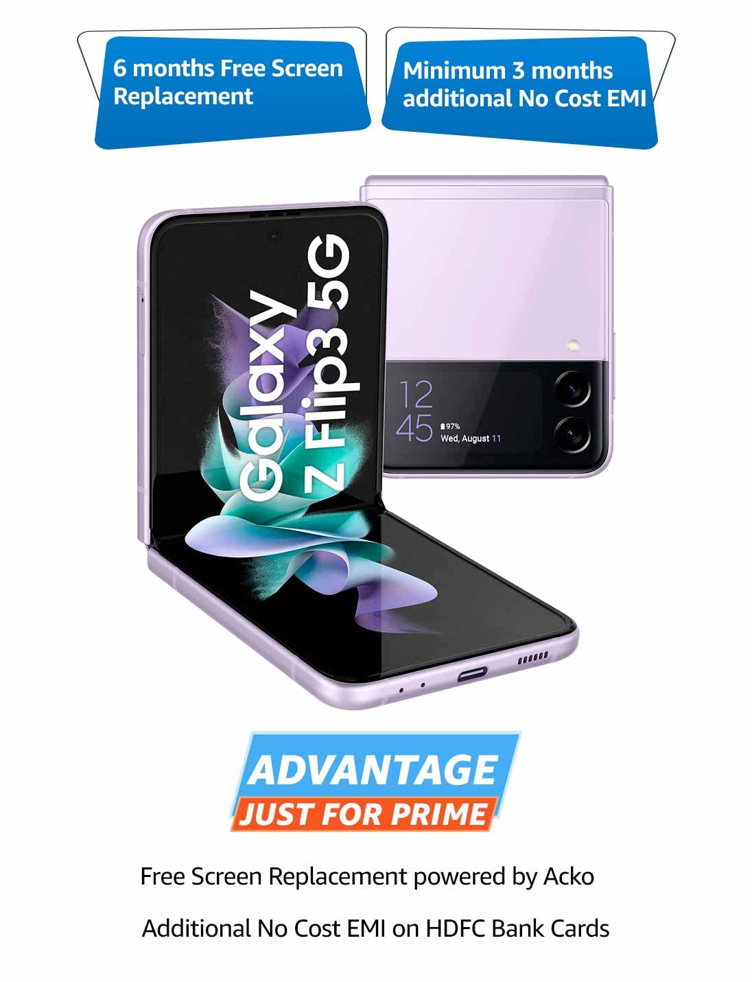 Samsung Galaxy Z Flip3 5G (Lavender, 8GB RAM, 128GB Storage) with