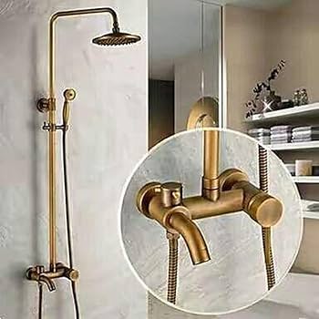 Amazon.co.jp: シャワーヘッドレトロつや消しシャワーセット銅蛇口