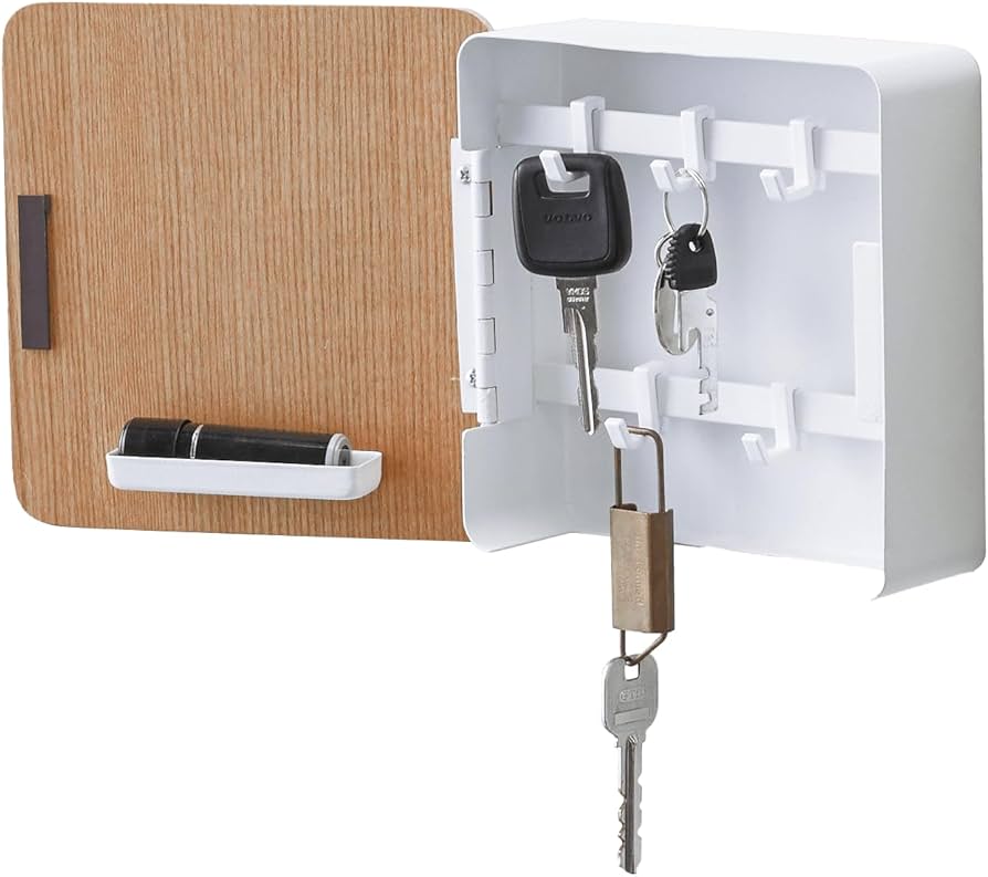 Amazon.com: YAMAZAKI Home Rin Square Magnetic Key Cabinet - Wood