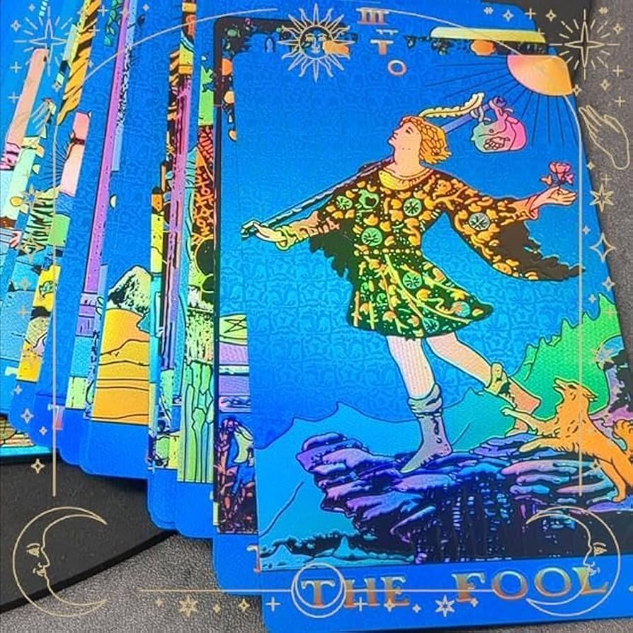 Amazon.co.jp: 色ブルーのタロットカードホログラム仕様／エンボス