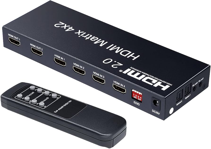 Amazon | ELEVIEW HDMI マトリックス スイッチャー 4入力2出力 4K60Hz