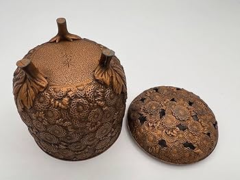 Amazon.co.jp: 高岡銅器 佐野宏采 万菊香炉 菊花尽くし紋 茶道具 茶道