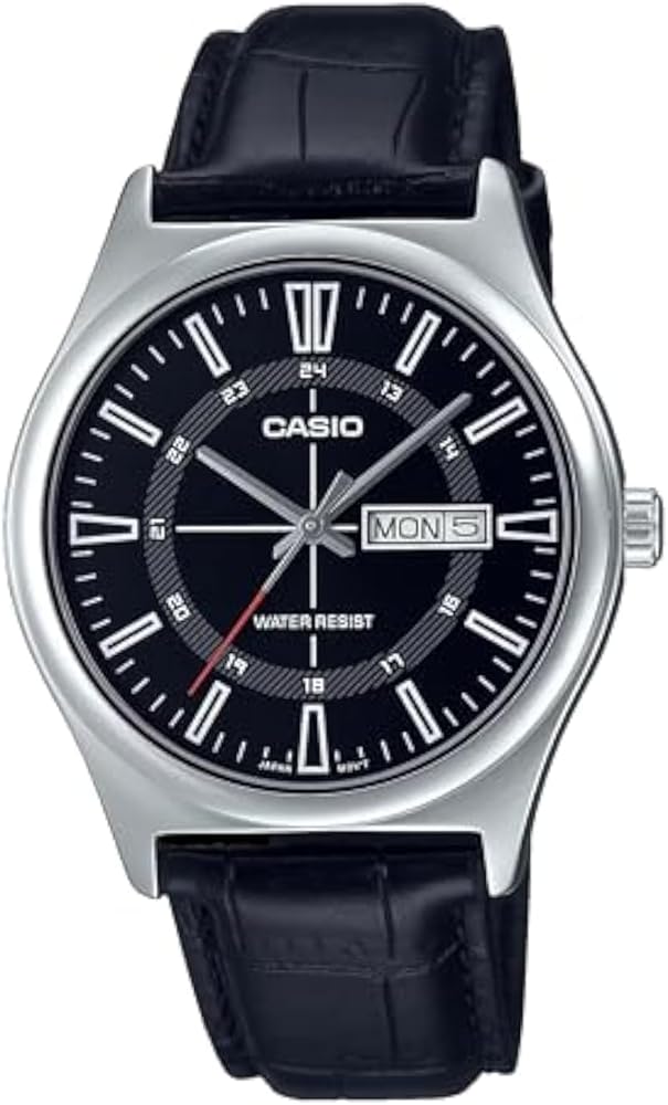 Amazon.com: Casio MTP-V006L-1C Men's Leather Band 24 Hour Black