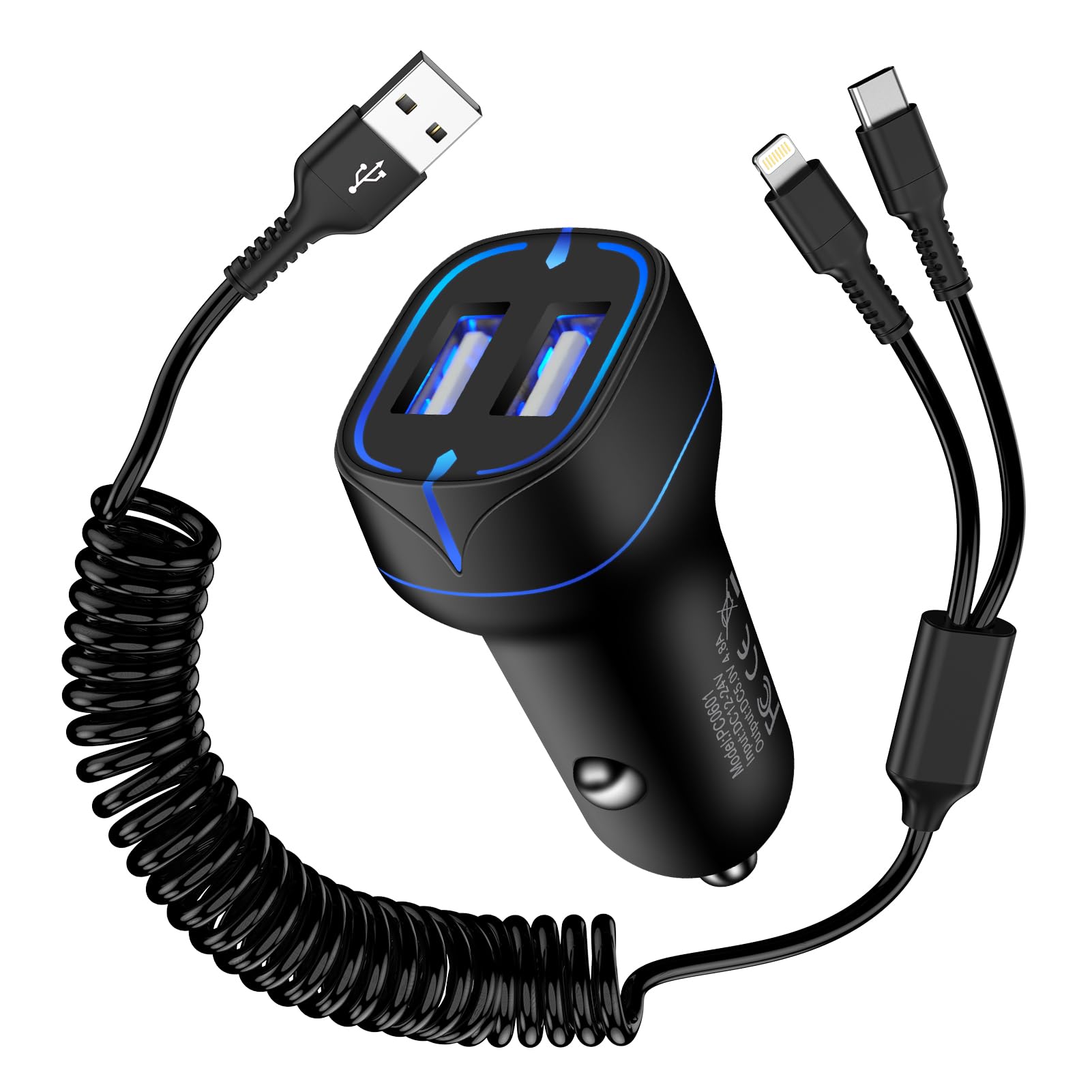 Amazon.co.jp: Ocbuo シガーソケット iPhone16 充電器車用 2 in 1