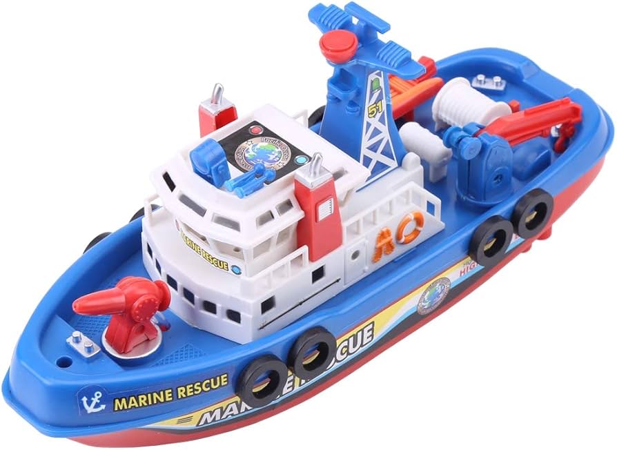 Amazon.co.jp: 消防艇おもちゃ 水しぶき船模型 子供おもちゃ 自動