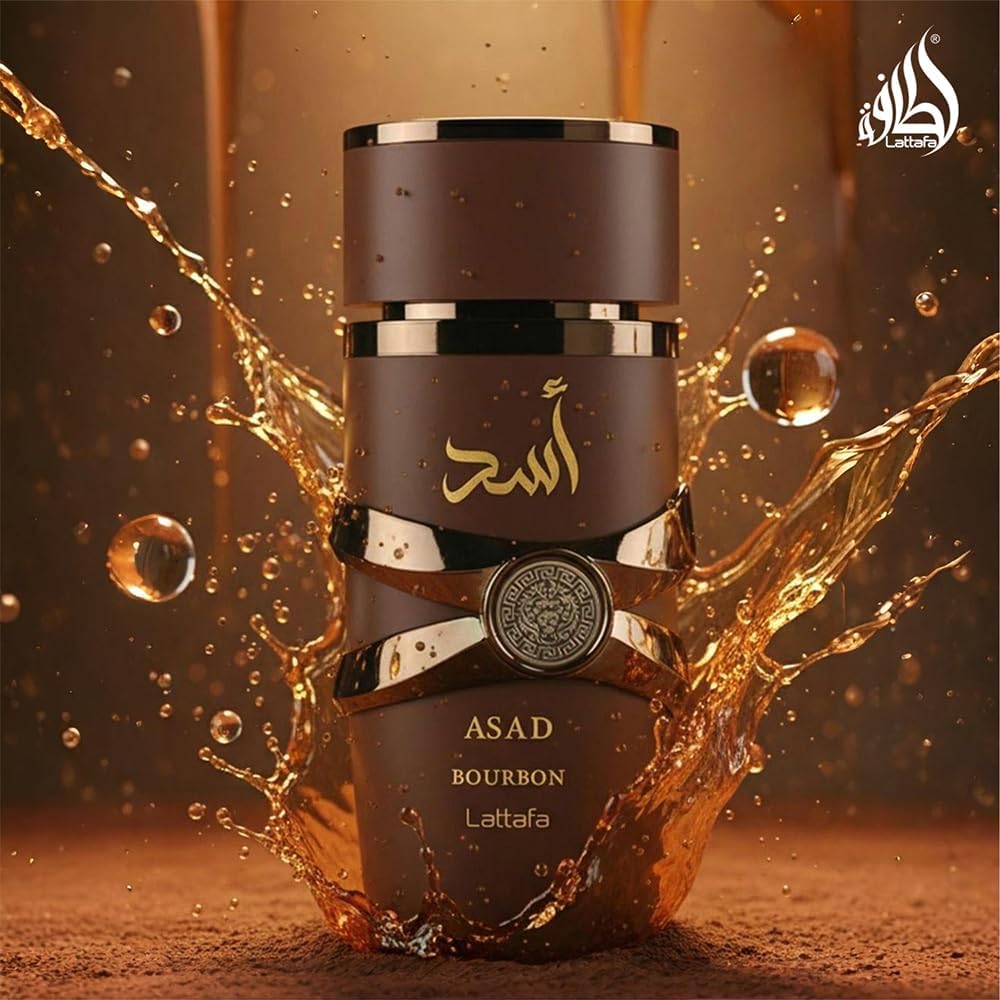 Lattafa Asad Bourbon Eau de Parfum Spray for Unisex, 3.4 Ounce