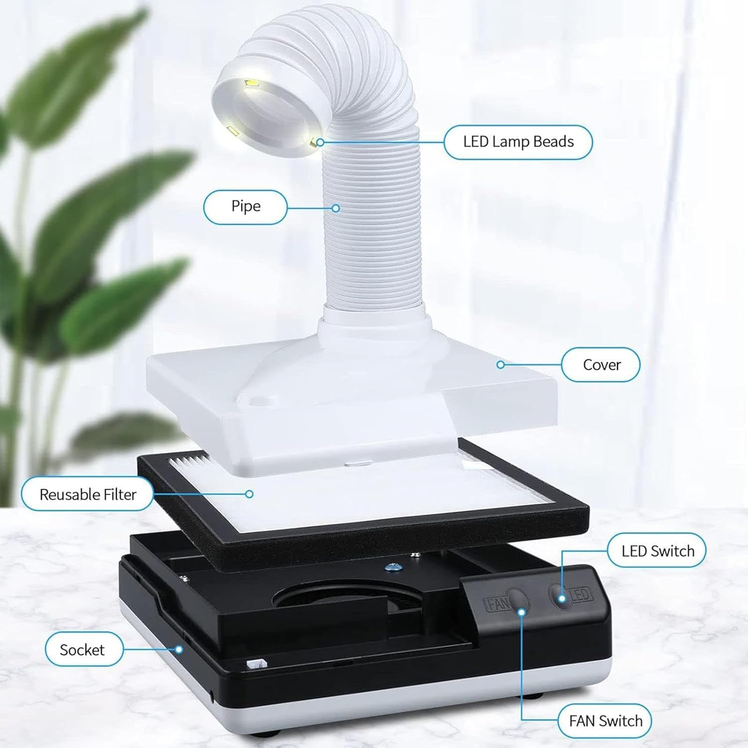 Amazon | 歯科研磨集塵機、60W集塵機、ファンとLED付き強力なネイル