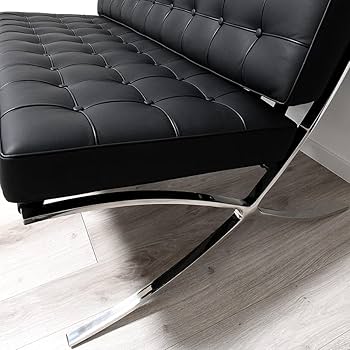 Amazon｜バルセロナチェア 2人掛け イタリアンレザー仕様 色ブラック