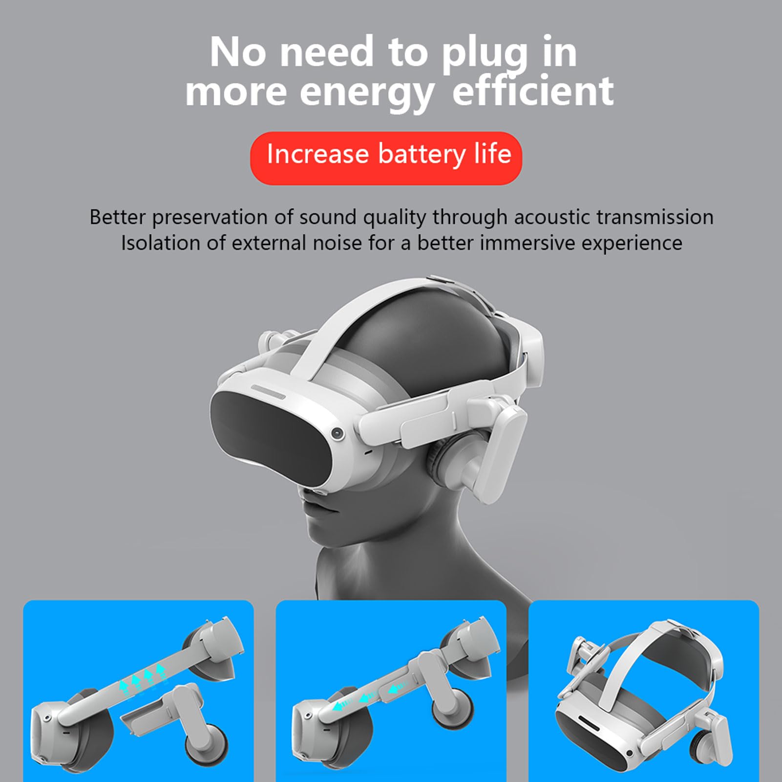 Amazon | PICO 4 用 VR ヘッドセットイヤーマフ、回転可能な導電性