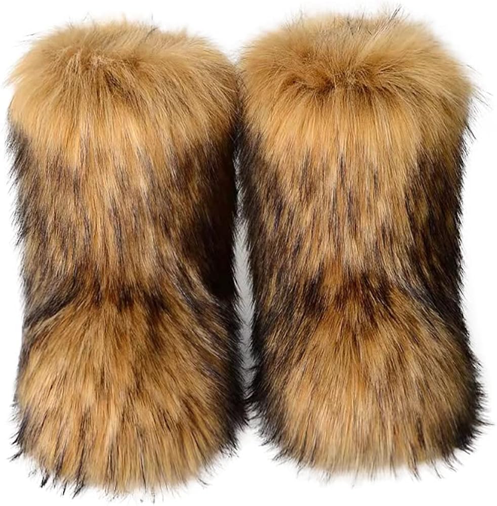 Buy Eosxrp Furry Faux Fur Boots Women's Winter Shoes Woman Fluffy