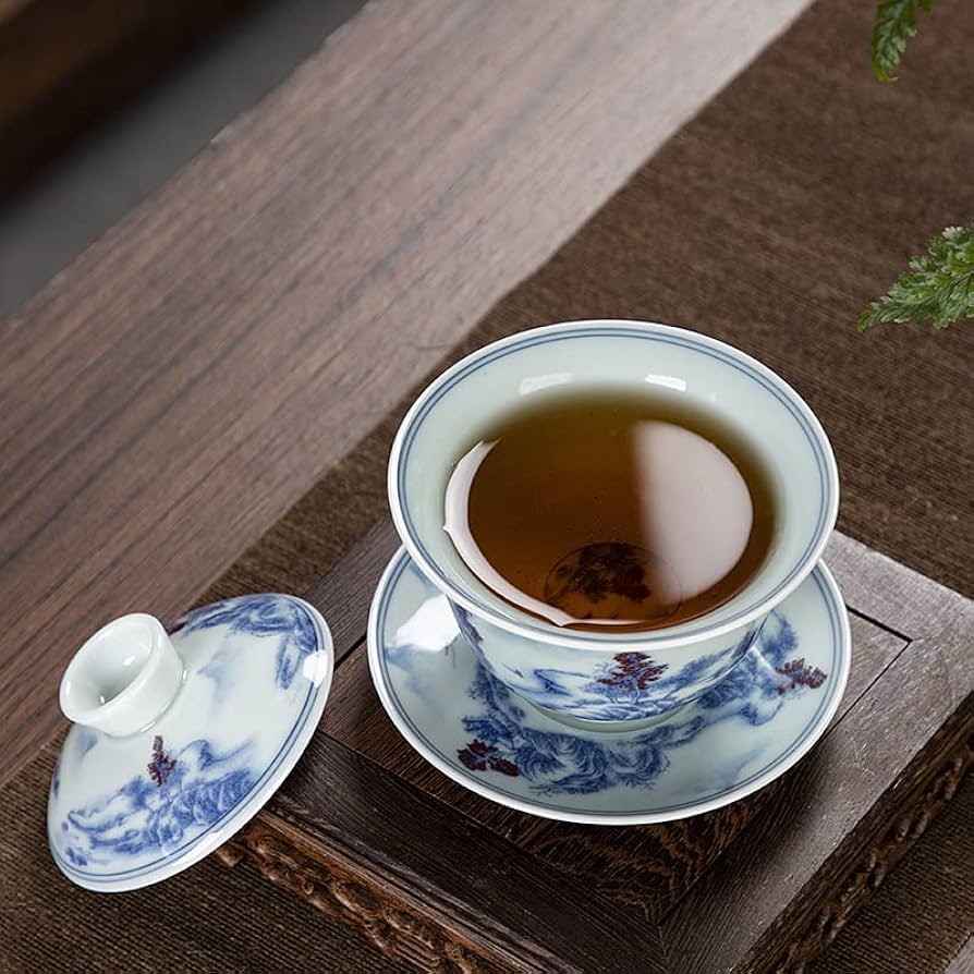 Amazon.co.jp: 手绘蓋碗,中国茶器セット,茶碗,セラミック景徳鎮の青と