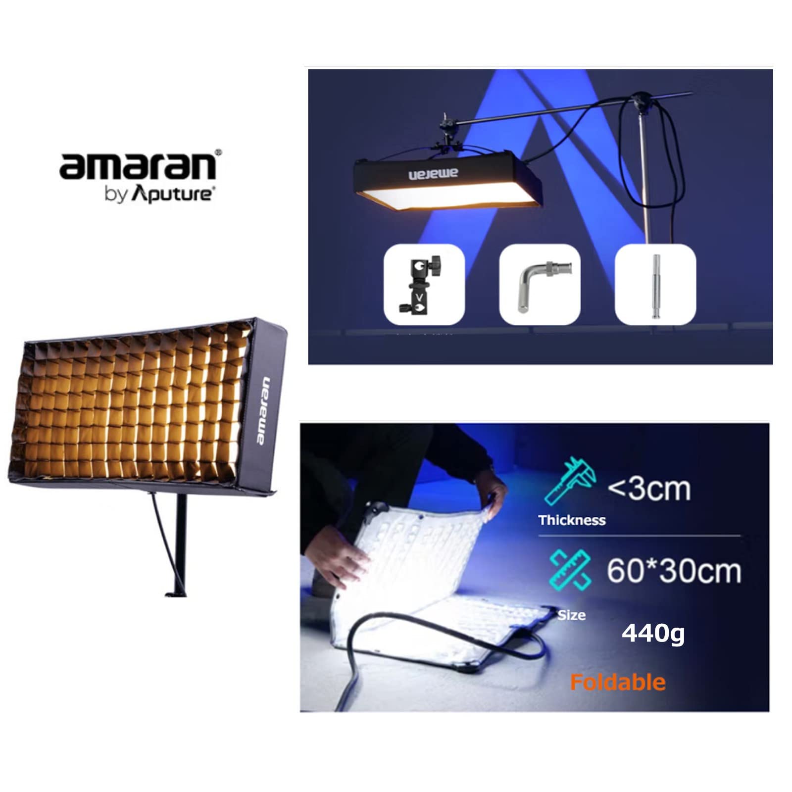 Amazon | Aputure Amaran F21x 100W フレックス LED ライトマット 二色