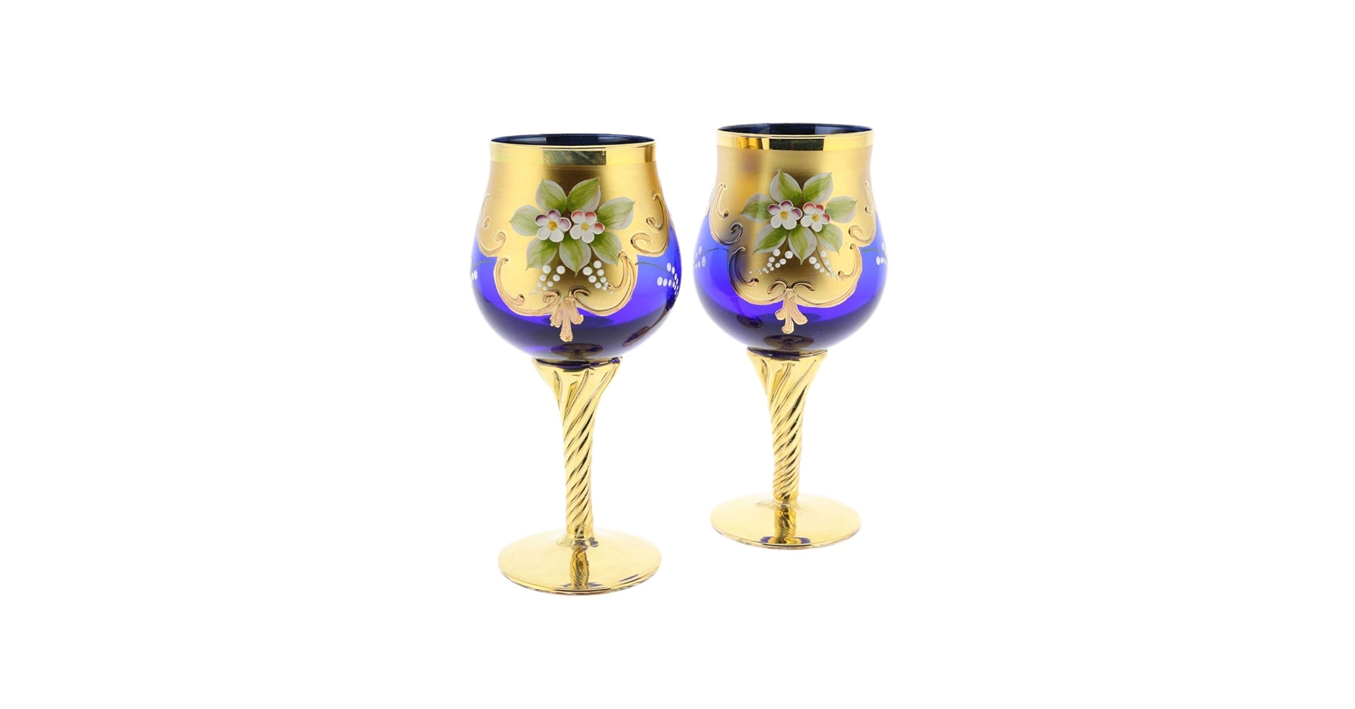 Amazon | GlassOfVenice 2個セット ムラーノガラス ワイングラス 24K