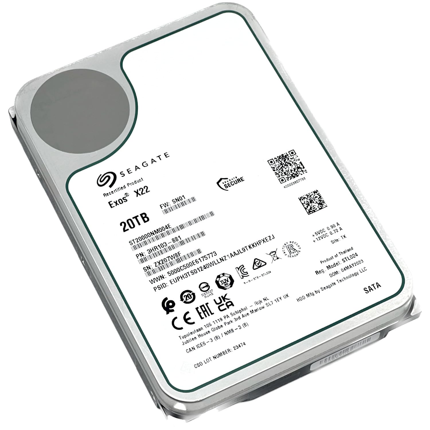 Amazon.com: Seagate (Renewed) Exos X22 20TB SATA 6Gb/s 7200RPM 3.5