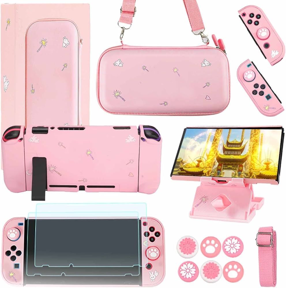 Amazon.com: GUTIAL Accessories Kit for Nintendo Switch - Pink Cute