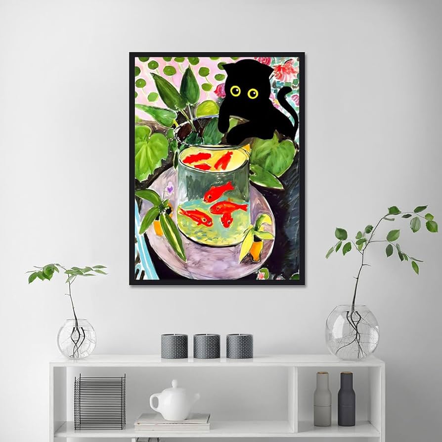 Amazon.co.jp: マティス猫の壁のアートアンリマティス金魚と猫の