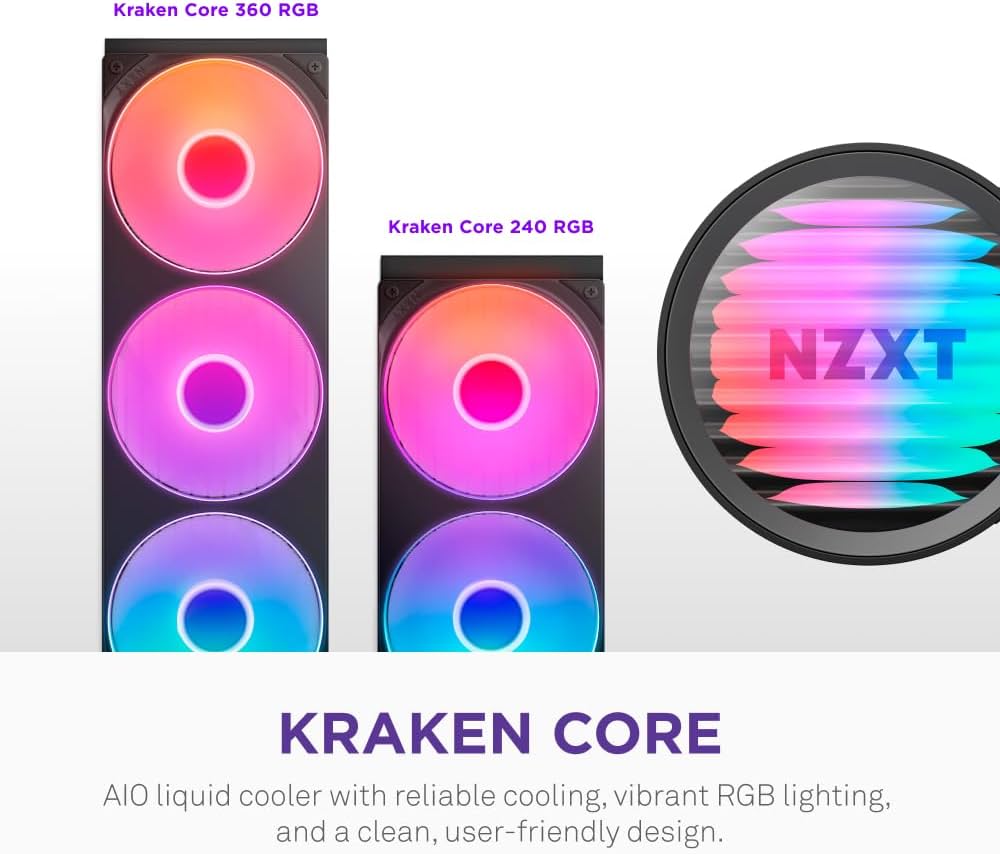 Amazon.com: NZXT Kraken Core 360 RGB - AIO CPU Liquid Cooler - 360