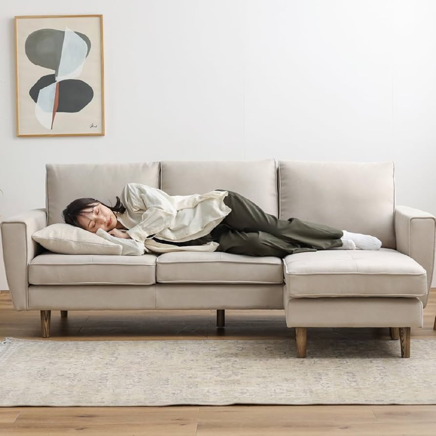 Amazon｜【開梱設置便】 レザーテックス カウチ L字 ソファ 3人掛け