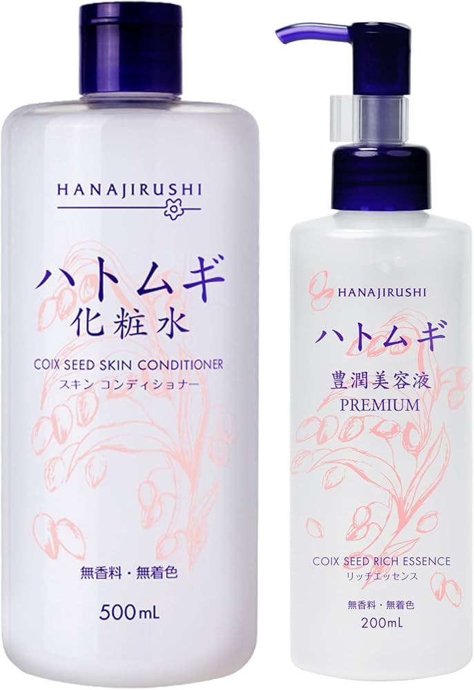 Amazon.co.jp: HANAJIRUSHI ハトムギ 化粧水500mL/豊潤美容液 200mL