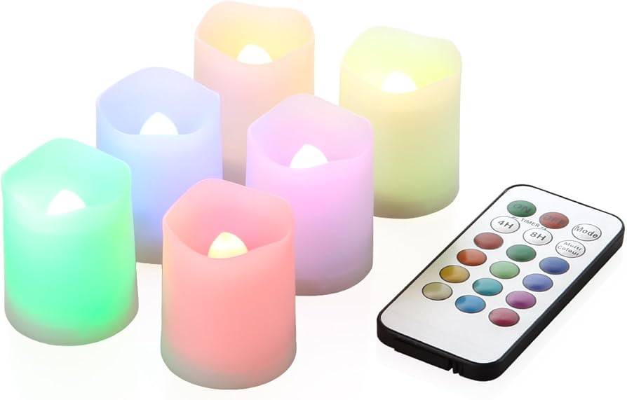 Amazon.co.jp : WY 12色LEDミニキャンドル 6個セット リモコン付き 4h