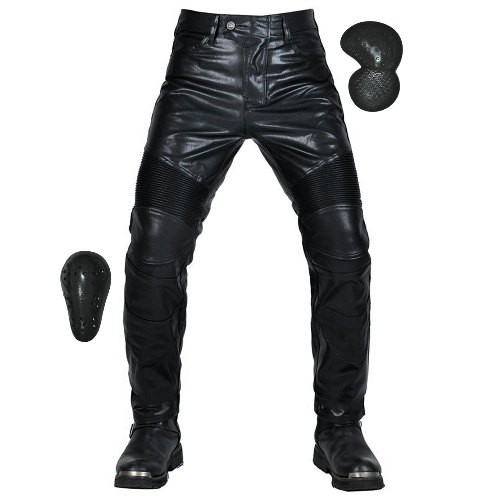 Amazon.co.jp: [RENHE] メンズバイクパンツ レザー 革パンツ バイク用