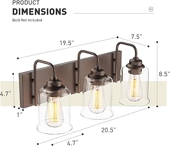 zeyu 20.5 Inch Farmhouse Bathroom Vanity Light Fixtures, 3-Light
