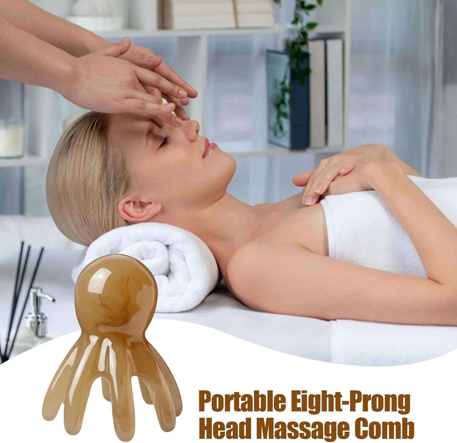 Amazon | Zmijkol ポータブル 8 本爪ヘッド マッサージ コーム、タコ