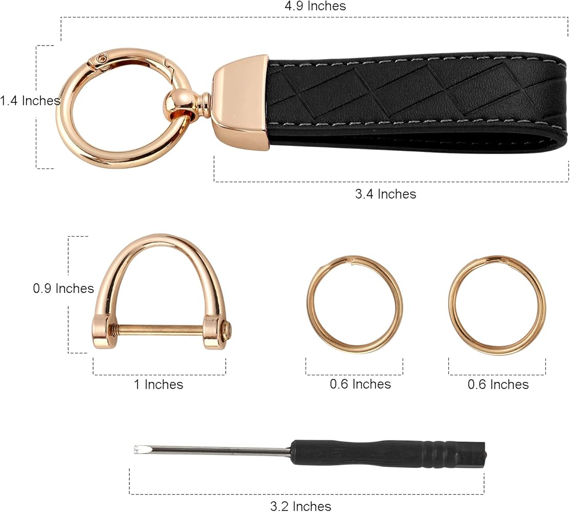 Handlive 2 Pack Leather Keychains, Car Key chains for women men