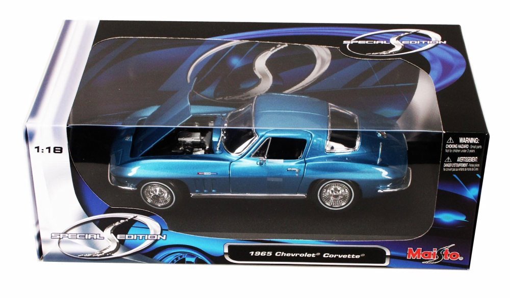 Amazon | 1965 Chevrolet Corvette Blue 1/18 Diecast Model Car by