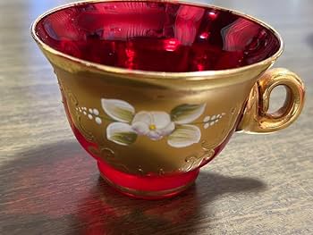 Amazon.co.jp: ベネチアングラス ティーカップ セット 赤 カップ