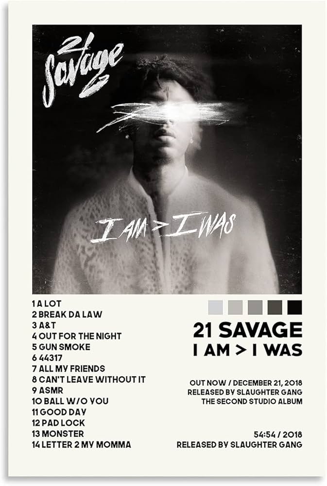 Amazon.co.jp: BICHI 21 Savage ポスター I Am I was アルバムカバー