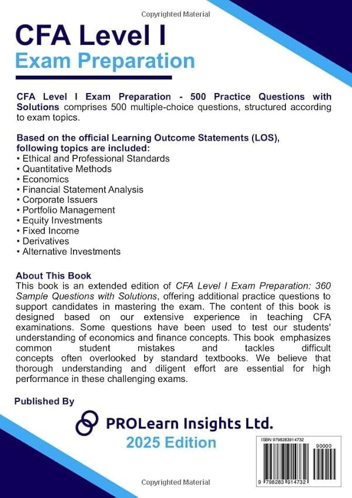CFA Level I Exam Preparation - 500 Practice Questions with
