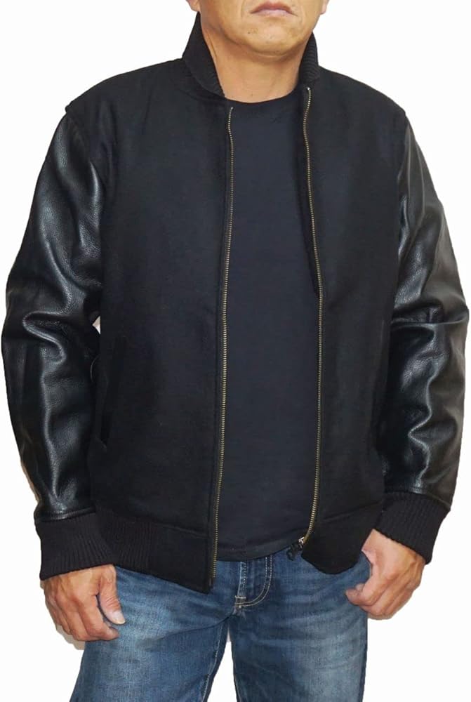 Amazon | [ニコル] スクーカム 袖革 スタジャン 黒 メンズ 0566-3730