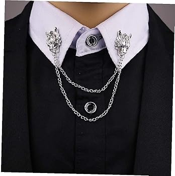 Amazon | 金属製の動物のピンブローチオオカミの頭のブローチシャツ-襟