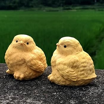 Amazon.co.jp: 彫像彫刻鑑賞 木彫りのひよこ家の装飾工芸品彫刻動物