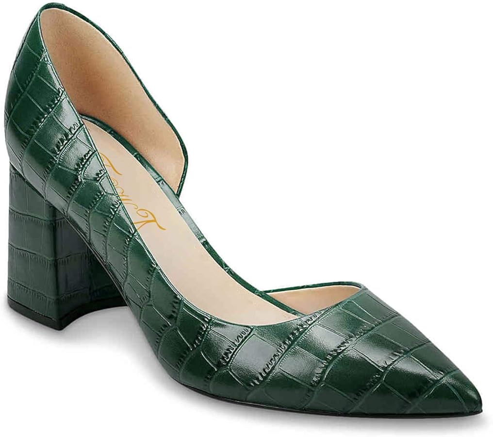 Amazon.com | FOWT Spring Crocodile Embossed Leather Half D'Orsay