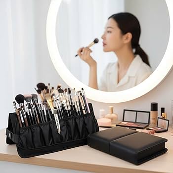 Amazon | メイクブラシケース 大容量 折りたたみ 自立 立てる 化粧筆