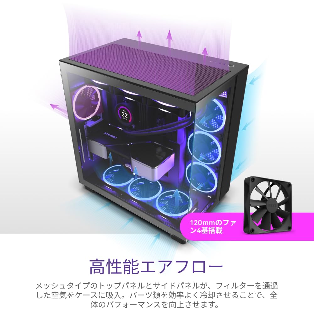 Amazon | NZXT H9 Flow 2層構造ミドルタワーPCケース [Black] CM-H91FB