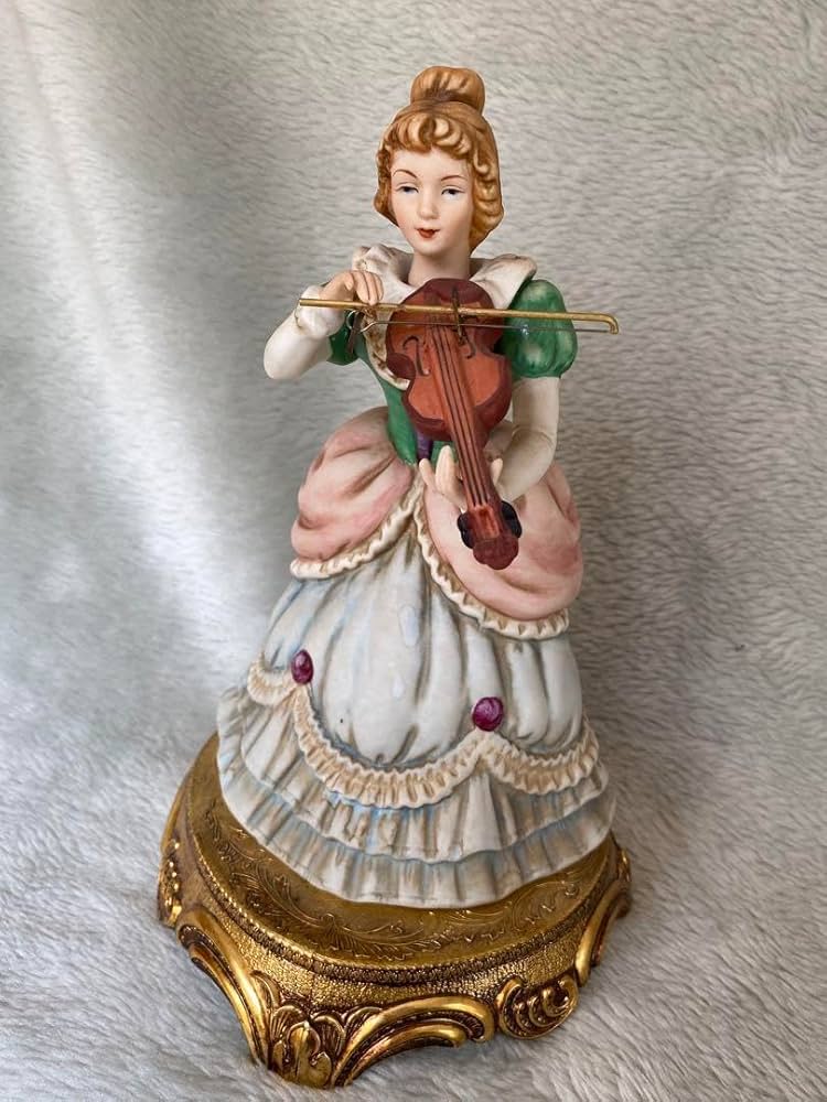 Amazon.co.jp: 陶器製 からくり西洋人形 オルゴール付き バイオリン