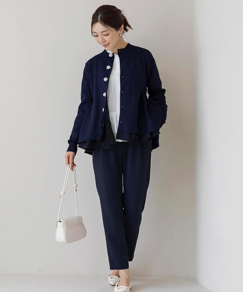 Amazon | [ソーノ] カーディガン オーナメントパール3Dレイヤード