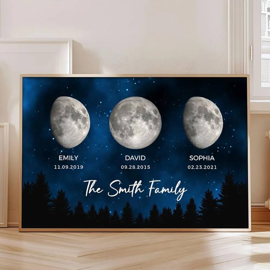 Amazon.com: Family Members Custom Moon Phase And Message