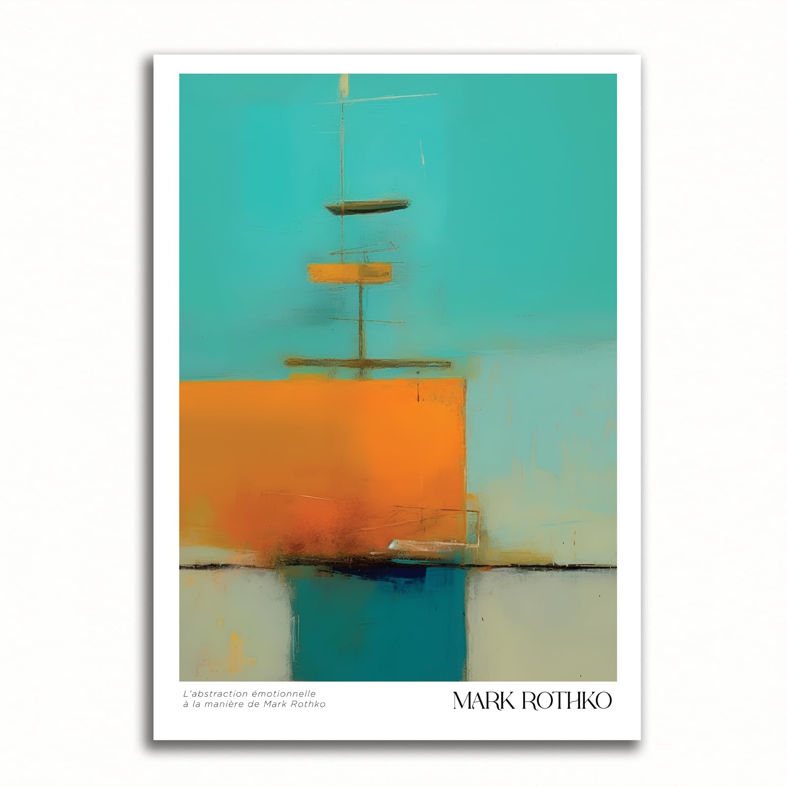 Amazon.co.jp: 色彩の静寂ー ターコイズブルーの絵画 A3 ポスター